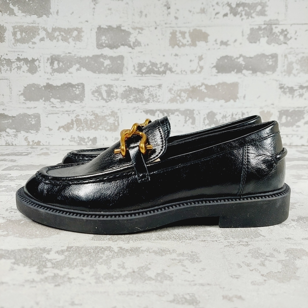 New Steve Madden Karmine Black Leather Slip On Loafers W634